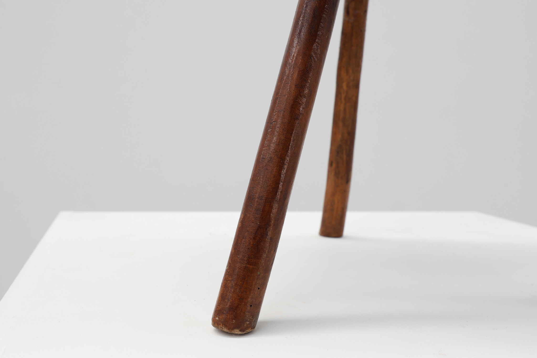 Rustic French wooden stool in wabi sabi style, ca. 1850thumbnail